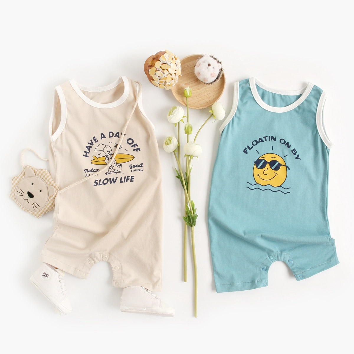 Baby Boy Short Sleeve Cartoon Print Summer Romper childrensterritory