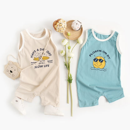 Baby Boy Short Sleeve Cartoon Print Summer Romper childrensterritory