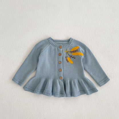 Baby Girl Flower Embroidery Cardigan with Hat for Spring childrensterritory