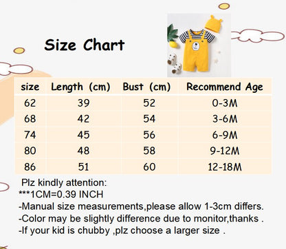 Bear Print Striped Baby Boy Bodysuit with Hat childrensterritory