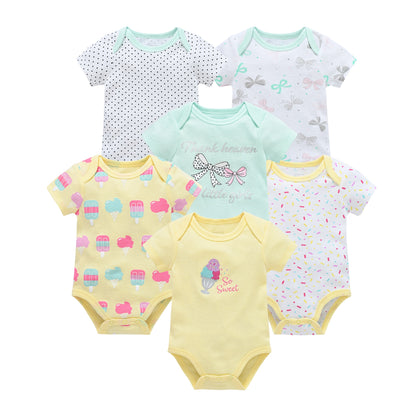 Cotton Short Sleeve Baby Unisex Cartoon Bodysuits childrensterritory