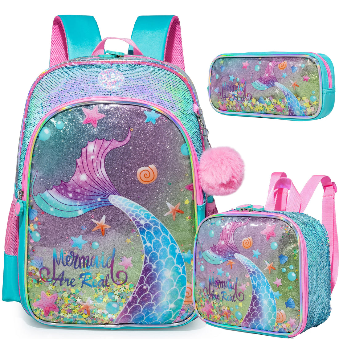 Full Size Cartoon School Backpack Set for Kids Girls childrensterritory
