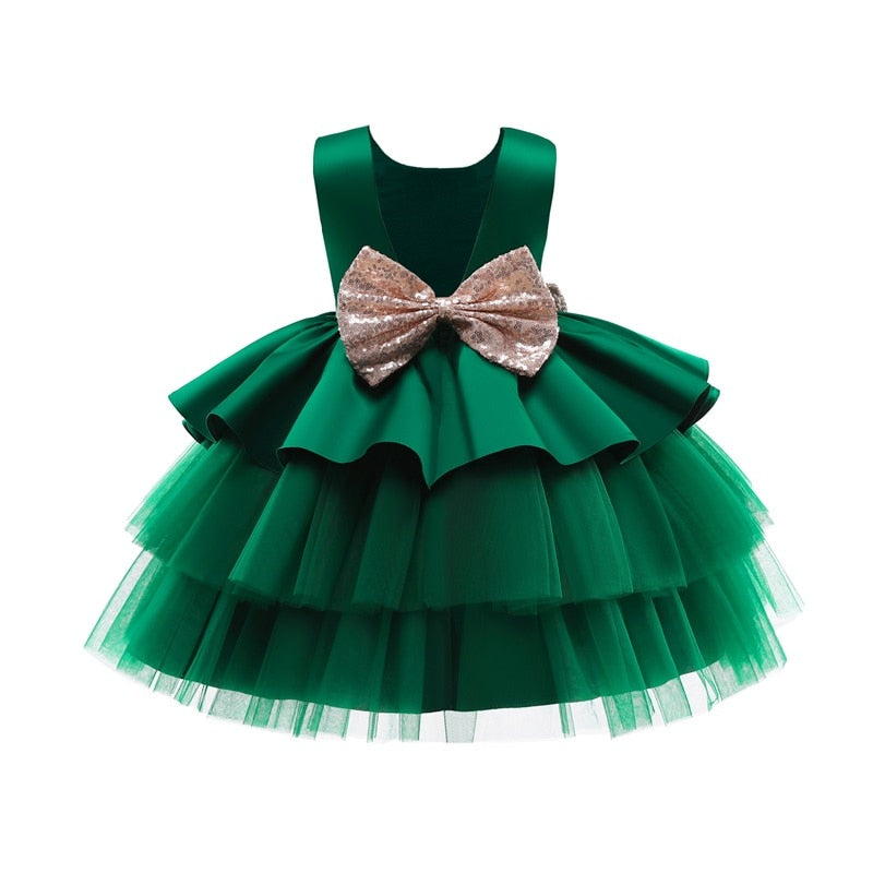 Toddler Girl Big Bow Tutu Baptism/Wedding Party Dress childrensterritory