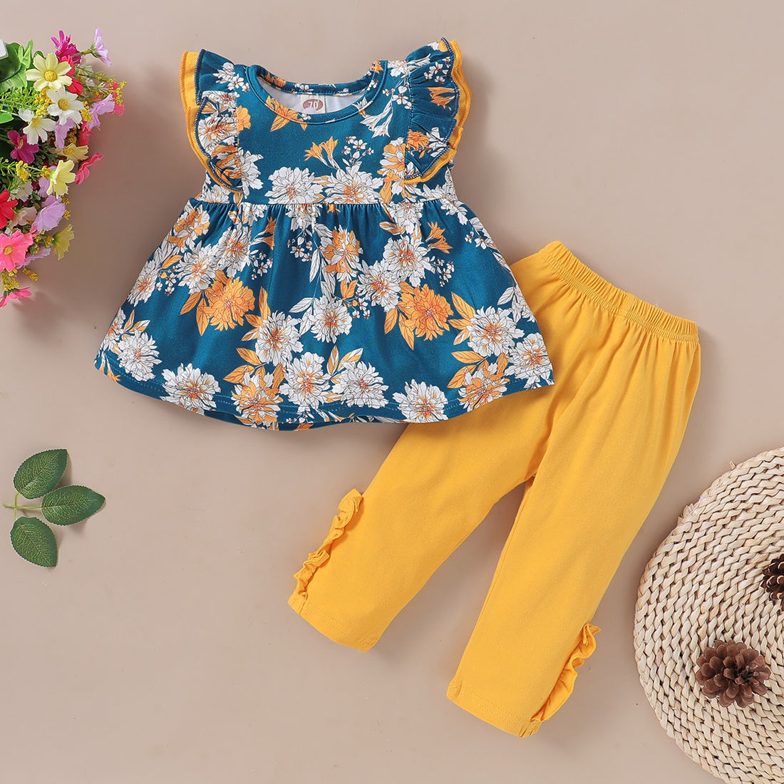 Baby/Kid Girl 2Pcs Flower Top & Pant Clothing Set childrensterritory