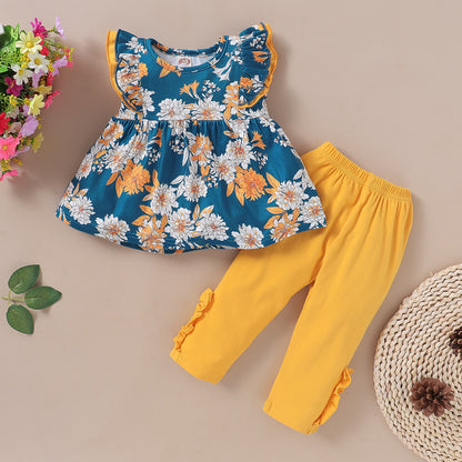 Baby/Kid Girl 2Pcs Flower Top &amp; Pant Clothing Set childrensterritory