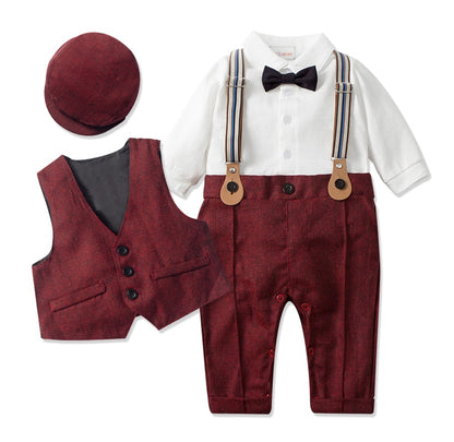 Infant Boy Formal Birthday Outfit With Hat Vest childrensterritory