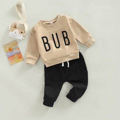 Infant Boys 2Pcs Letter Print Sweatshirts &amp; Pant Set childrensterritory