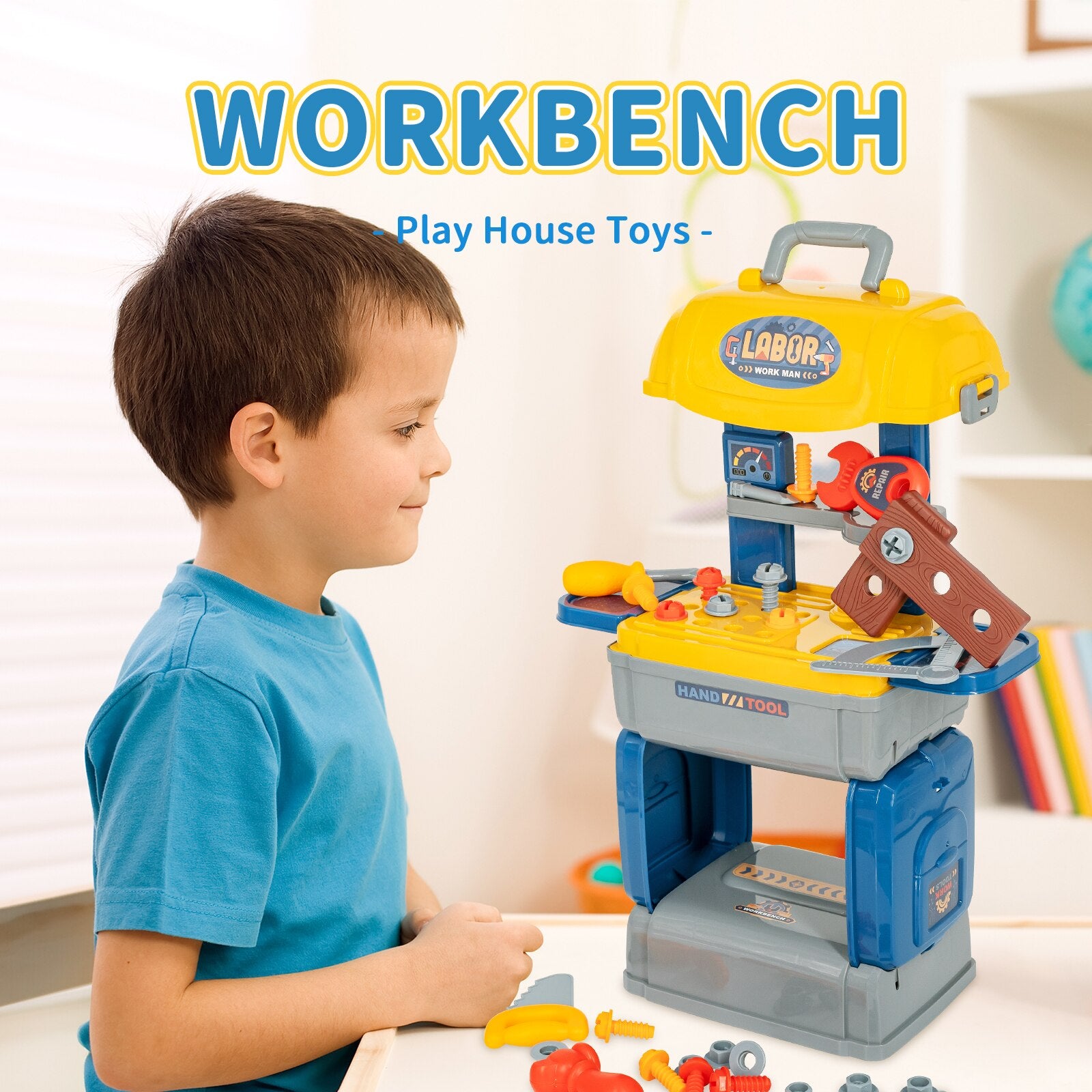 Kids Pretend Play Workbench Tool Box Set Toys childrensterritory