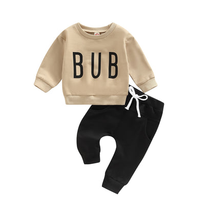 Infant Boys 2Pcs Letter Print Sweatshirts &amp; Pant Set childrensterritory