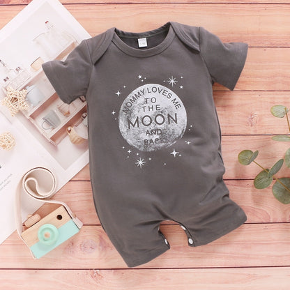 Newborn Boys Short Sleeves Letter Print Bodysuit childrensterritory