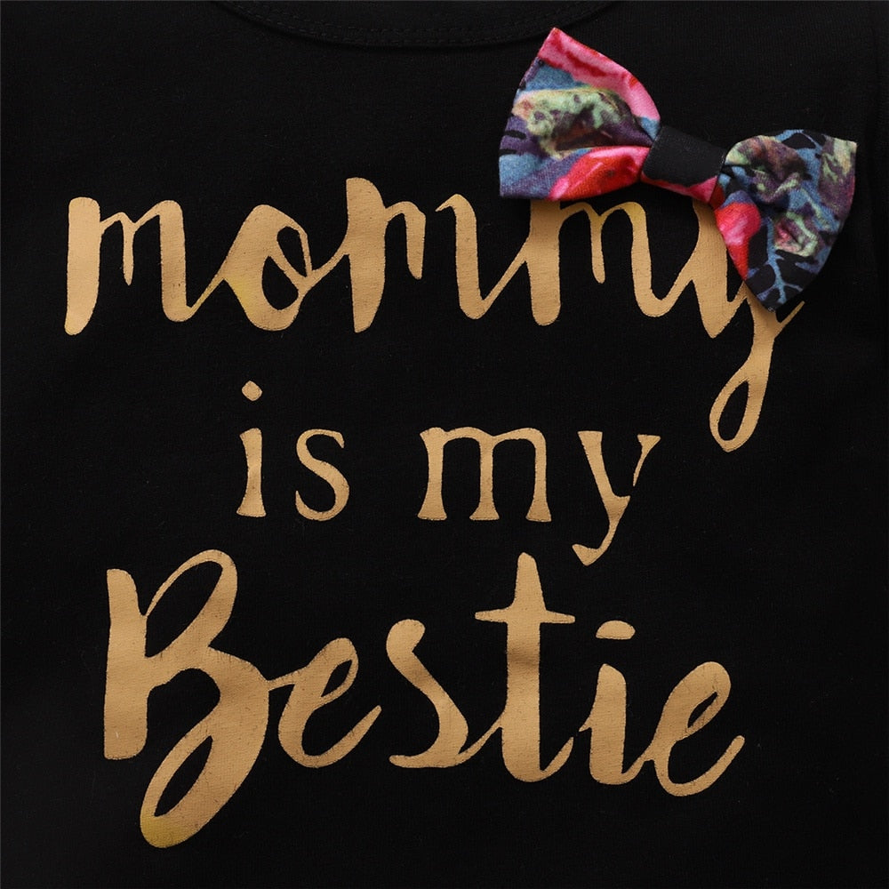 Letters &amp; Floral Print Toddler Girl 3PCS Outfit Set childrensterritory