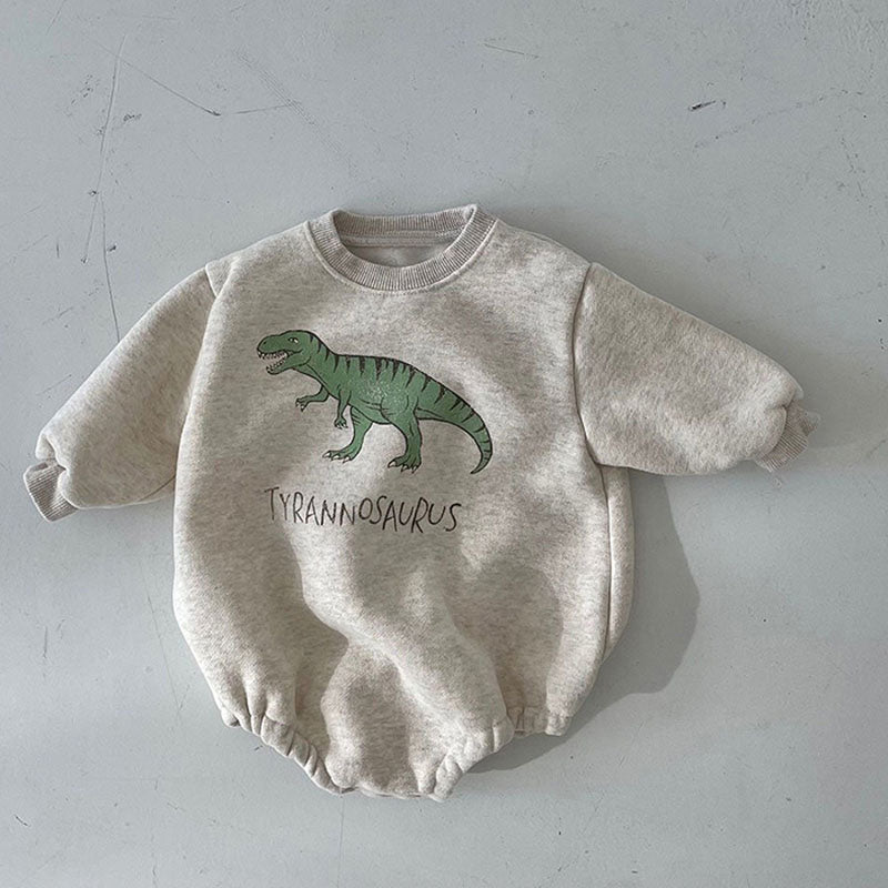 Dinosaur Print Baby Fleece Bodysuits | One-piece childrensterritory