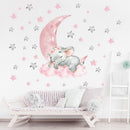 Pink Baby Elephant & Stars Wall Stickers for Baby Girl's Room childrensterritory