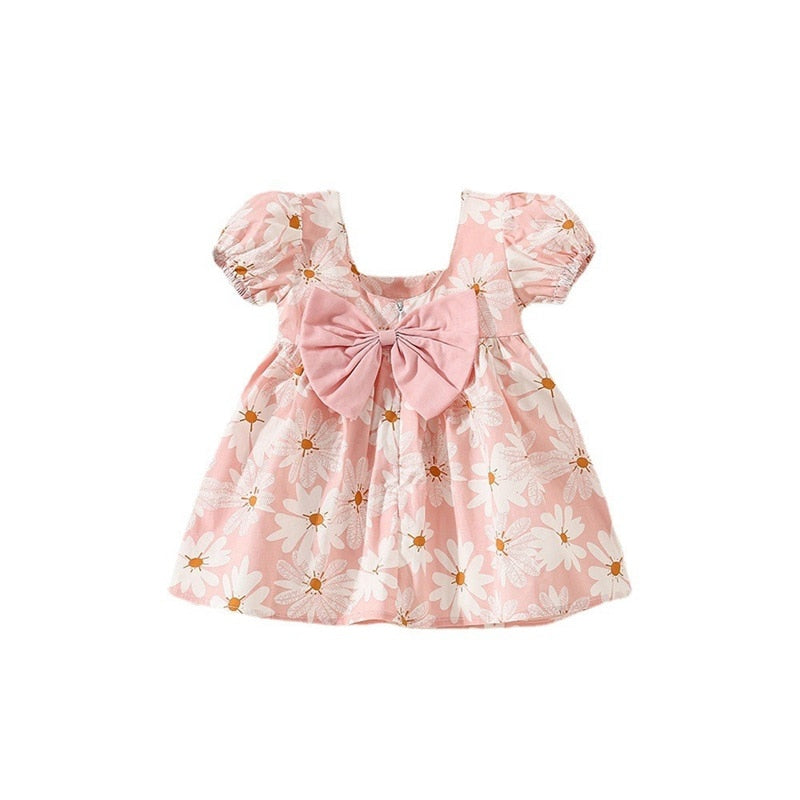 Baby Girls Floral Print Square Neck A-line Summer Dress childrensterritory