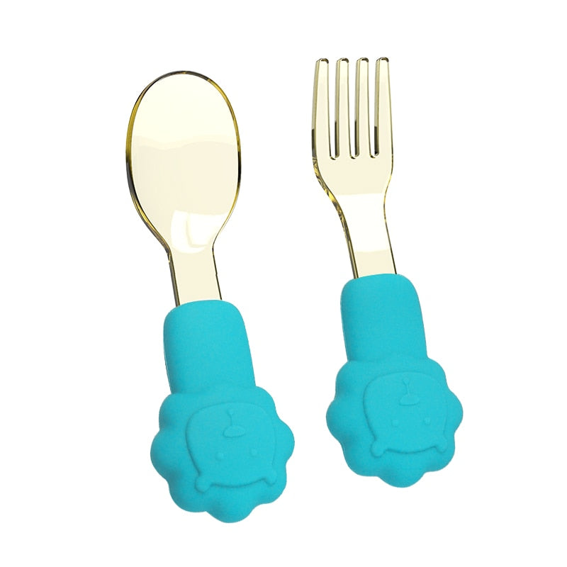 2pcs Baby Learn To Eat Fork Spoon Set | Kids Tableware childrensterritory