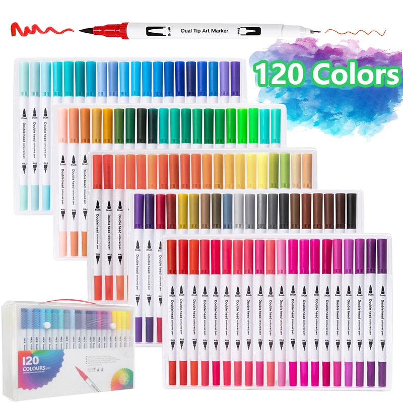 12-120 Color Double-Headed Oily Marker Pen Set childrensterritory