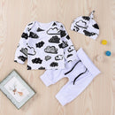3PCS Cloud Print Top & Pant Unisex Baby Clothes Set childrensterritory