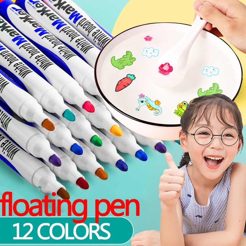 Water Floating Ink Marker Kids Magical Painting Pen 8/12 Colors childrensterritory