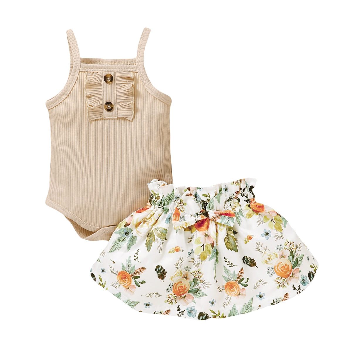 Romper &amp; Floral Skirt Baby Girls 2pcs Outfit Sets childrensterritory