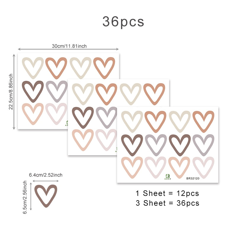 Heart Shape Bohemian Wall Decals for Kids Room Decor childrensterritory