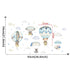 Watercolor Cartoon Hot Air Balloon Wall Decals for Kids&