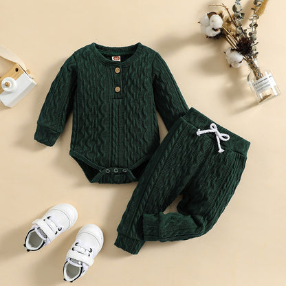 2Pcs Baby Boy Solid Jumpsuit &amp; Pants Outfit Set childrensterritory