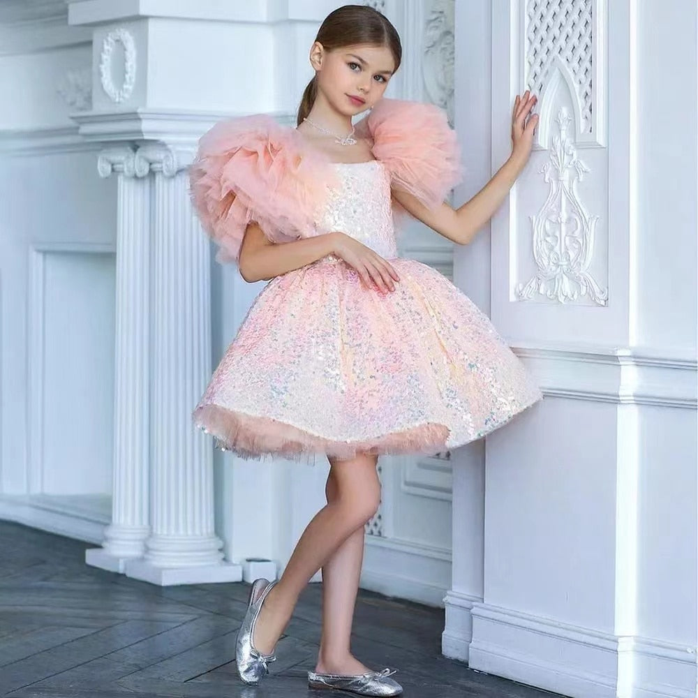 Baby/Kids Glitter Flower Girl Pink Dress for Prom/Wedding childrensterritory