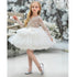 Baby/Kids Girls White V Neck Puffy Beading Tulle Dress childrensterritory