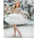 Baby/Kids Girls White V Neck Puffy Beading Tulle Dress childrensterritory