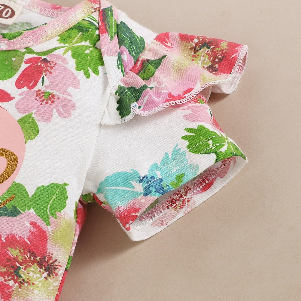 3PCS Baby Girls Floral Romper &amp; Skirt Princess Outfit Set childrensterritory