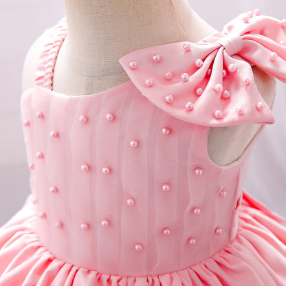 Baby/Kids Girls Bow Beaded Tulle Christening Dress childrensterritory
