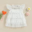 Stars Moon Sequins Kids Girls Ruffles Tulle Dress childrensterritory