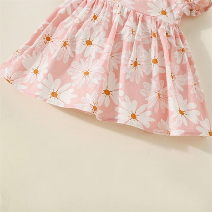Baby Girls Floral Print Square Neck A-line Summer Dress childrensterritory