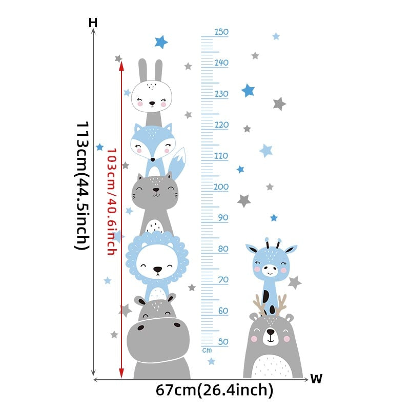Height Ruler &amp; Cartoon Wall Decals for Kids Room childrensterritory