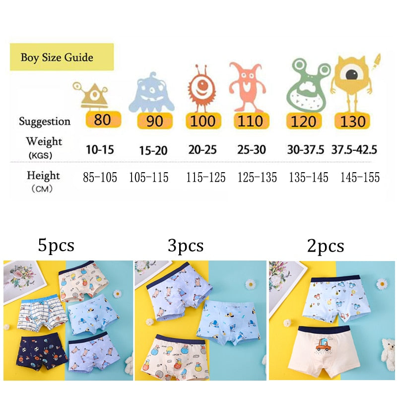 Kids Boys Cartoon Print Cotton Briefs/Panties childrensterritory