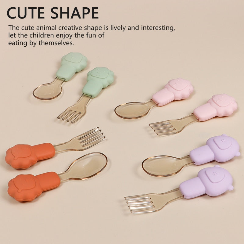 2pcs Baby Learn To Eat Fork Spoon Set | Kids Tableware childrensterritory