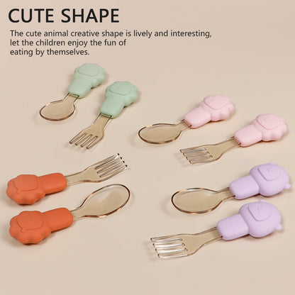 2pcs Baby Learn To Eat Fork Spoon Set | Kids Tableware childrensterritory