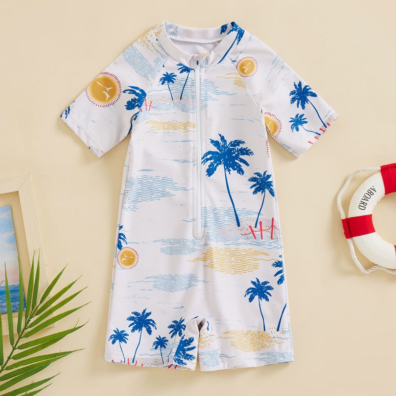 Baby/Kids Tree Print Short Sleeve Rashguard Swimsuit childrensterritory