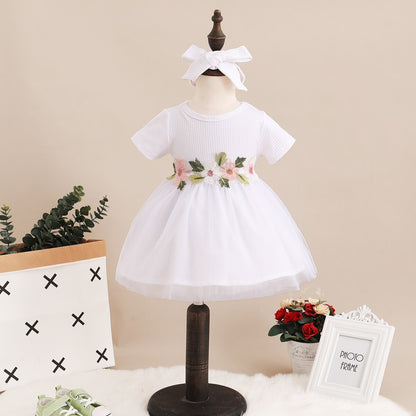 Embroidered Flowers Baby Girl Tulle Party Dress childrensterritory