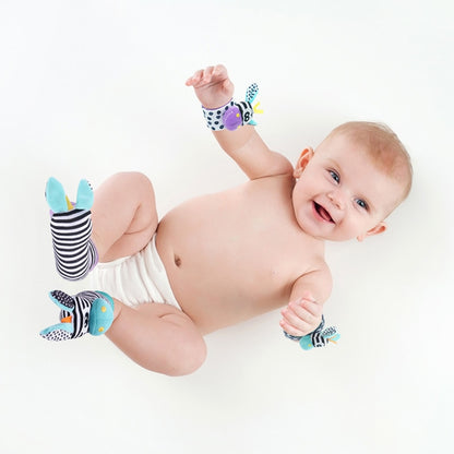 Baby Wrist Rattles and Foot Finder Socks 4PCS/SET childrensterritory