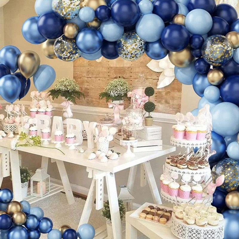 Blue Gold Balloons Garland Kit For Party Decoration childrensterritory