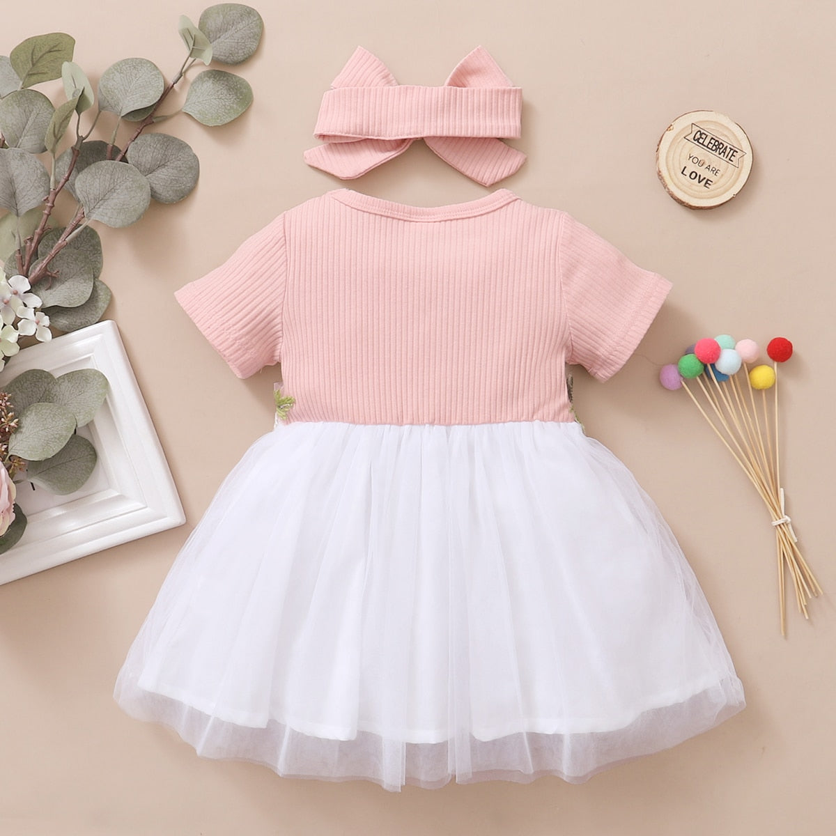 Baby Girls A-line Summer Party Dress with Headband childrensterritory