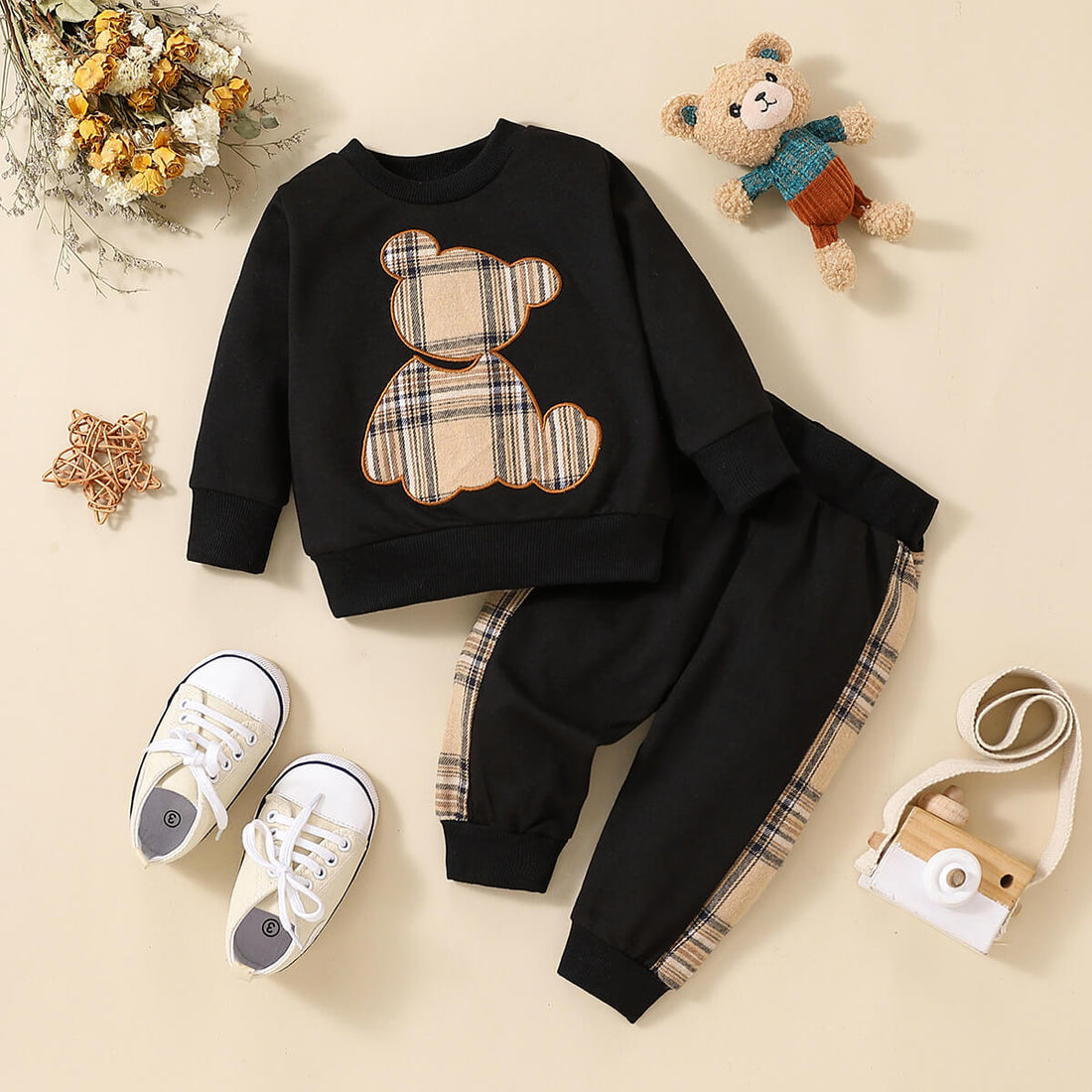 Baby Boy Bear Print Sweatshirt &amp; Pants Clothes Set childrensterritory