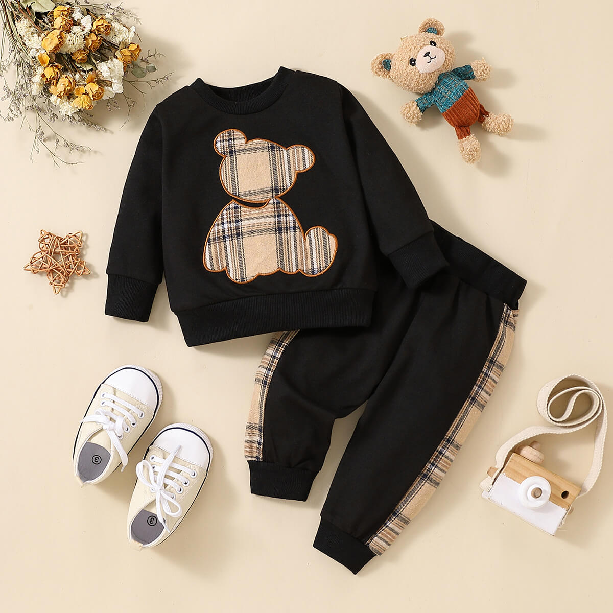 Baby Boy Bear Print Sweatshirt &amp; Pants Clothes Set childrensterritory