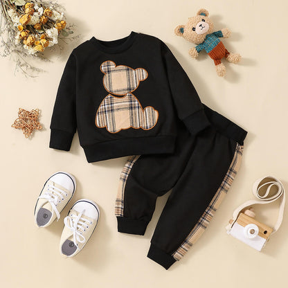 Baby Boy Bear Print Sweatshirt &amp; Pants Clothes Set childrensterritory