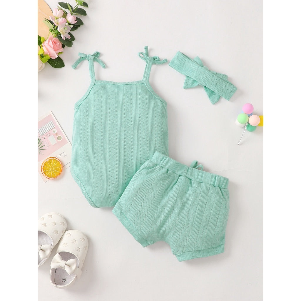 3PCS Baby Girl Cotton Outfit for Summer childrensterritory