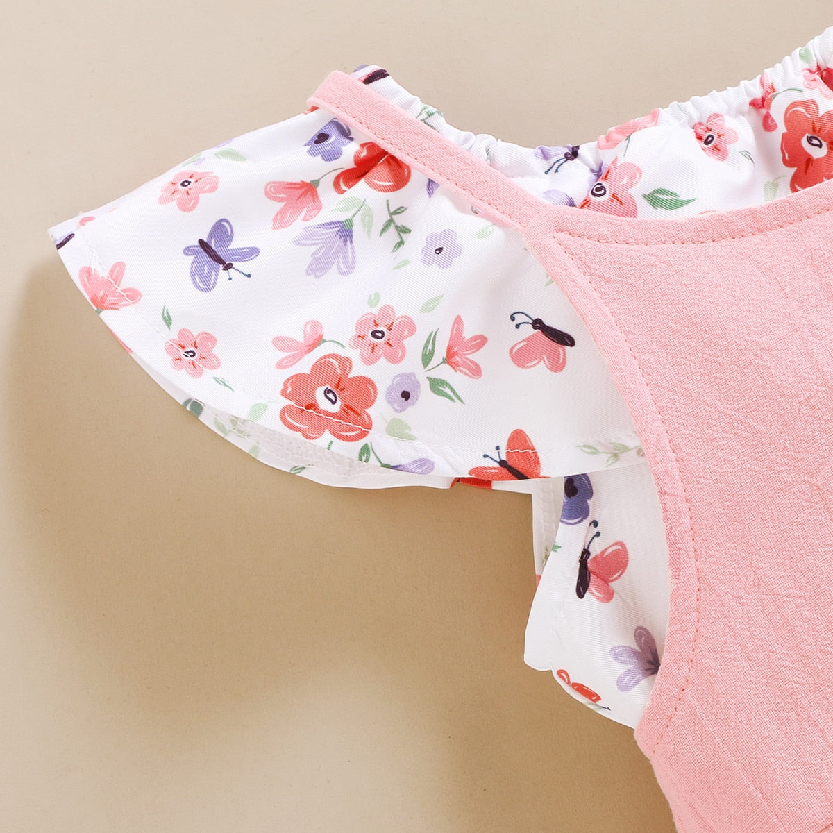 Toddler Girl Floral Short Top + Suspender Pant 2PCS Outfit childrensterritory