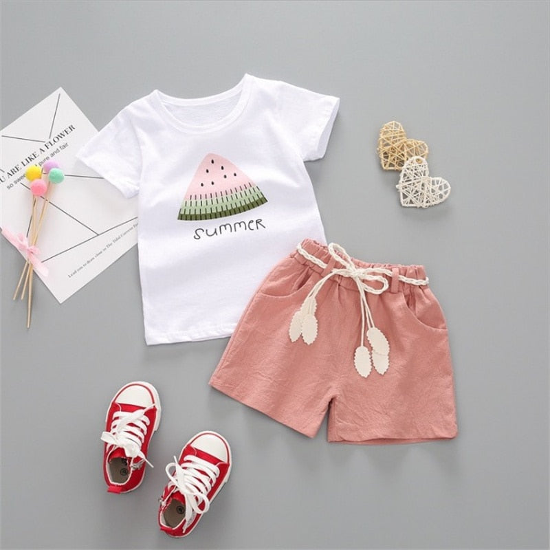 Toddler Girls 2pcs Printed Cotton Outfit Set childrensterritory