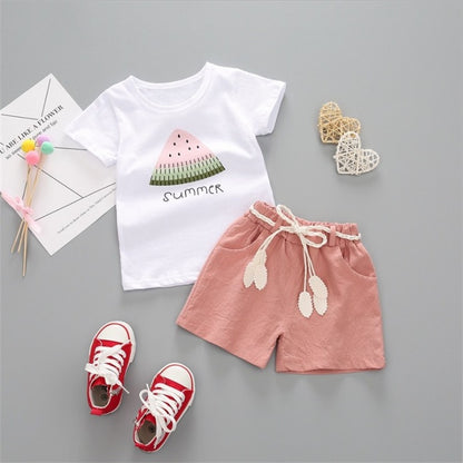 Toddler Girls 2pcs Printed Cotton Outfit Set childrensterritory