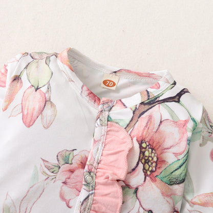 Baby Girl Floral Bodysuit with Bow-knot Headband childrensterritory